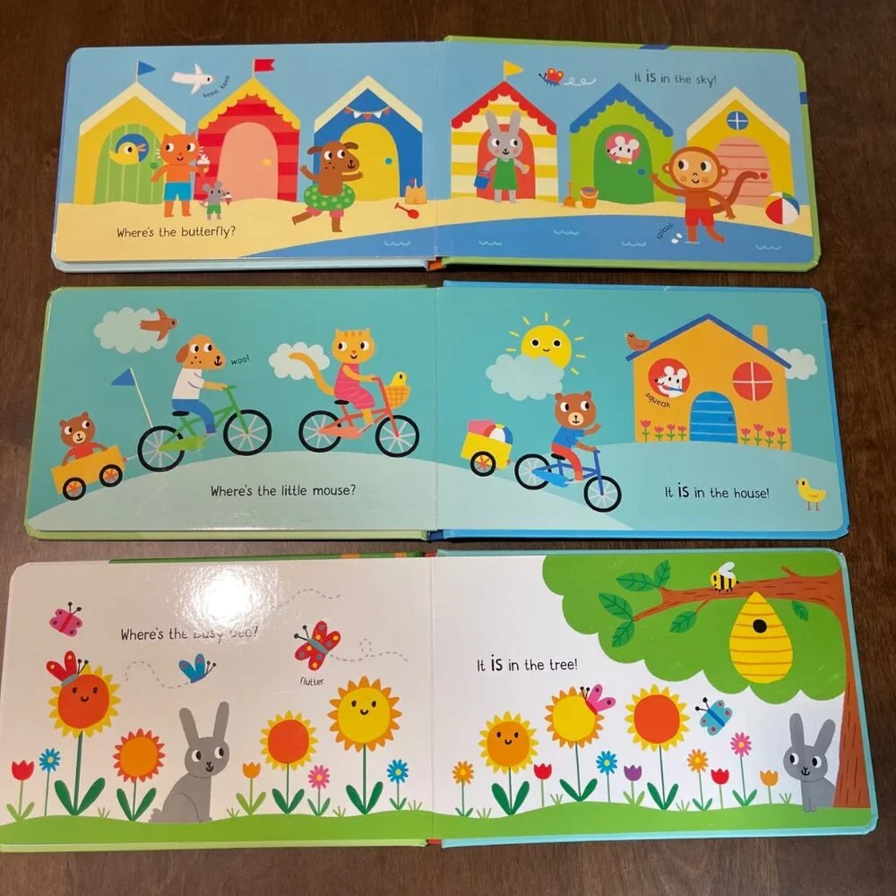 Usborne Baby Books Where's The‎ Series Includes: Butterfly Little Mouse Busy Bee